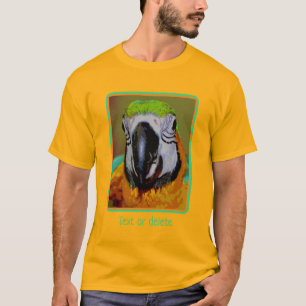 Blue Gold Macaw Parrot Face Abstract Art  T-Shirt