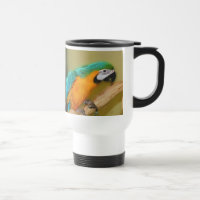 Blue Gold Macaw Parrot Painting Travel Mug