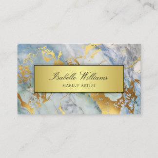 Blue Gold Marble Agate Business Card