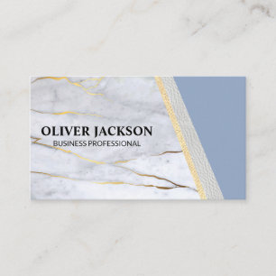 Blue Gold Marble   Leather   Luxury Business Card