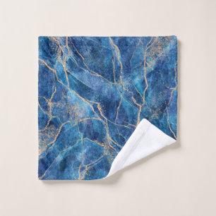 Blue Gold Marble Pretty Wash Cloth