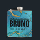 Blue & Gold Marble Stone Groomsman Gift Hip Flask<br><div class="desc">Elegant modern image of blue and gold marble texture print with customisable text for groomsman gifts.</div>