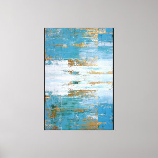 Blue & Gold Marbled Vein Abstract Canvas Print
