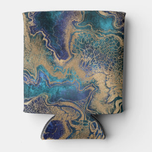 Blue-gold marbling: abstract background. can cooler