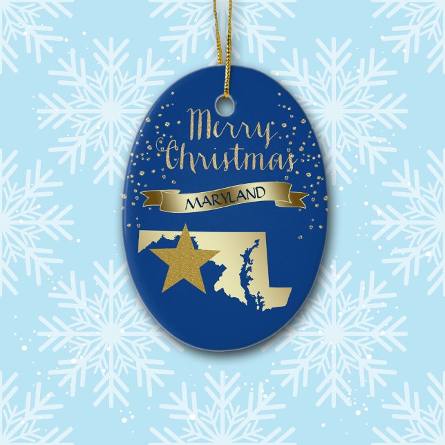 Blue Gold Maryland Star Ceramic Tree Decoration (Creator Uploaded)