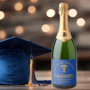 Blue Gold Medical School Graduation Party Sparkling Wine Label