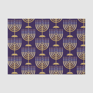 Blue gold menorah tissue paper