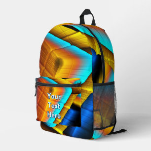 Blue-Gold Metallic Pattern 33 Printed Backpack