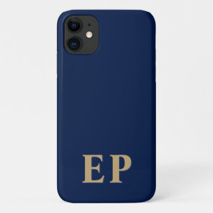 Blue & Gold   Minimal Modern Initial Monogram Case-Mate iPhone Case