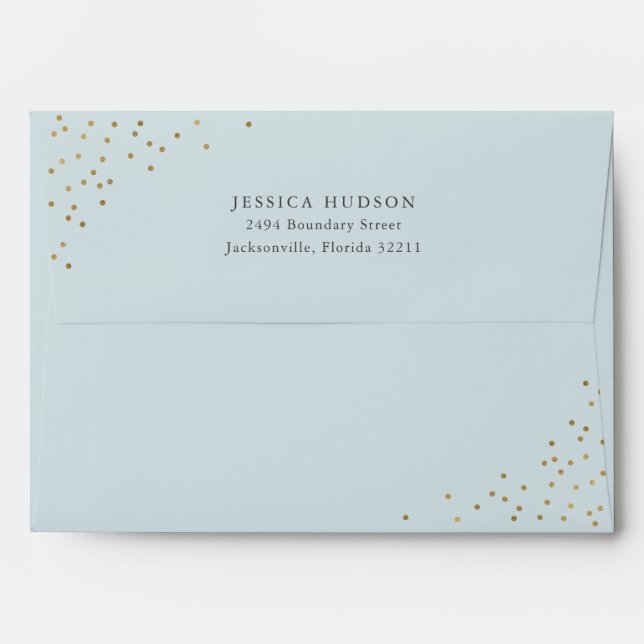 Blue & Gold Modern Elegant Boy Baby Shower  Envelo Envelope (Back (Top Flap))