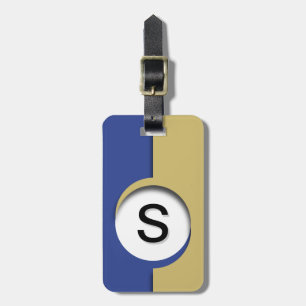 Blue Gold Monogram Cutout Luggage Tag