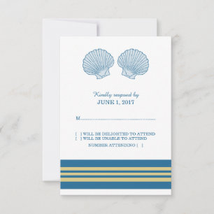 Blue Gold Nautical Seashells Response Card