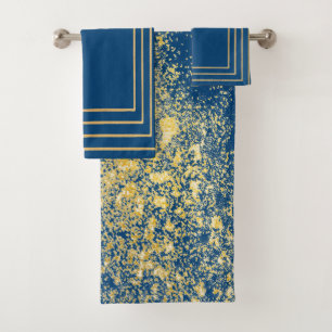 Blue gold navy metallic Towel