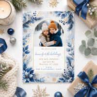 Blue Gold New Home for Holidays Photo Moving
