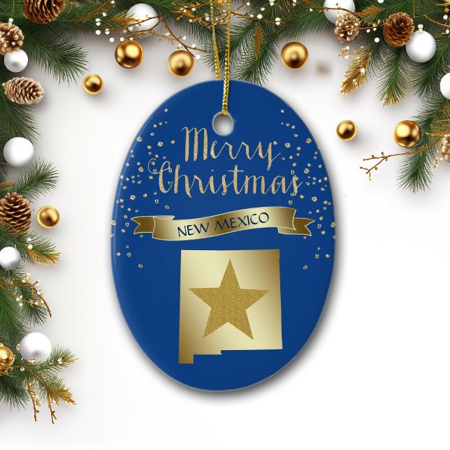 Blue Gold New Mexico Star Ceramic Tree Decoration (Creator Uploaded)