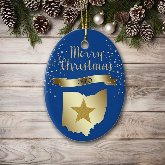 Blue Gold Ohio Star Ceramic Tree Decoration (Creator Uploaded)