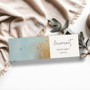 Blue Gold Oil Paint Texture Earring Stud Holder Mini Business Card