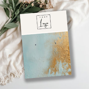 Blue Gold Oil Paint Texture Logo Earring Holder Business Card