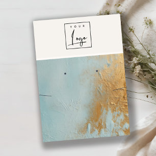 Blue Gold Oil Paint Texture Logo Earring Necklace Business Card