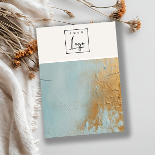 Blue Gold Oil Paint Texture Logo Necklace Display Business Card