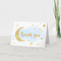 Blue Gold Over The Moon Baby Shower