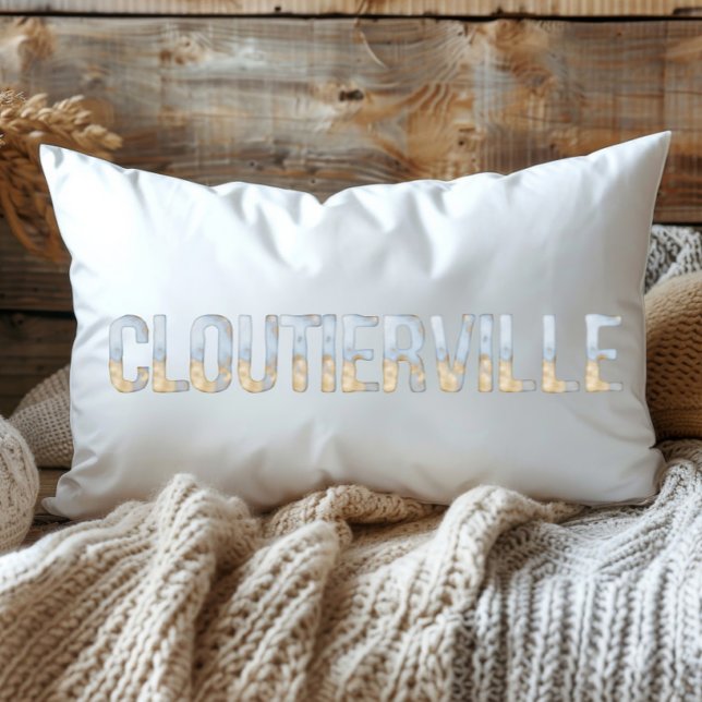 Blue Gold Pastel Watercolor Cloutieville Louisiana Lumbar Cushion (Creator Uploaded)