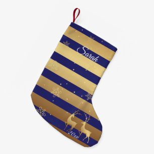 Blue Gold Peace Woodland Deer Small Christmas Stocking