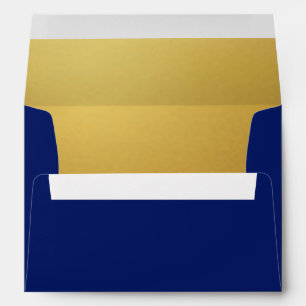 Blue Gold Peacock Art Nouveau Wedding Envelope