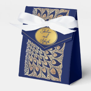 Blue Gold Peacock Art Nouveau Wedding Favour Box
