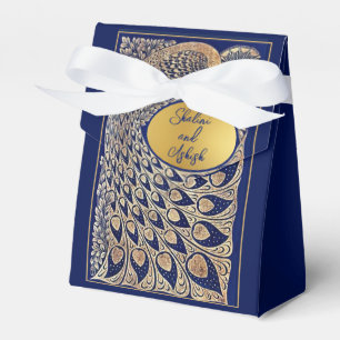 Blue Gold Peacock Art Nouveau Wedding Favour Box