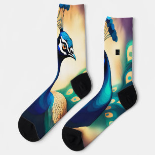 BLUE GOLD PEACOCK SOCK