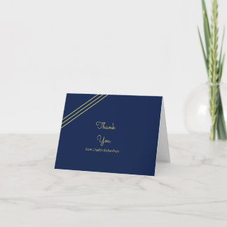 Blue Gold Personalised Blank Thank You Cards