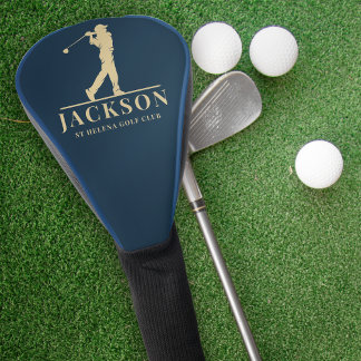 Blue & Gold Personalised Monogram Golfer Golf Head Cover