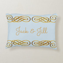 Blue & Gold Personalised Throw Pillow