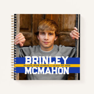 Blue & Gold Photo Graduation Guestbook Notebook