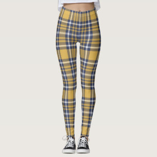 Blue & Gold Plaid Yoga Leggings