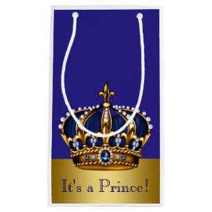 Blue Gold Prince Baby Shower Small Gift Bag