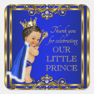 Blue Gold Prince Baby Shower Stickers