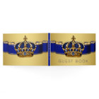 Blue Gold Prince King Crown Guest Book