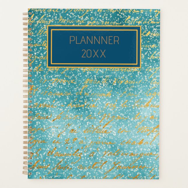 Blue gold print  minimalist  planner (Front)