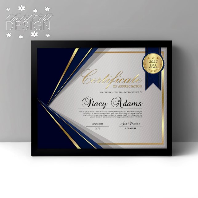 Blue & Gold Professional Certificate Award (Creator Uploaded)