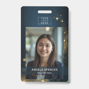 Blue gold Professional Event ID name tag photo Badge