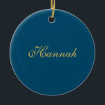 Blue Gold Professional Trendy Minimalist Name Ceramic Tree Decoration<br><div class="desc">Represent yourself with this modern,  elegant design. This template can be customised to meet all professional occupations.</div>