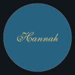 Blue Gold Professional Trendy Minimalist Name Classic Round Sticker<br><div class="desc">Represent yourself with this modern,  elegant design. This template can be customised to meet all professional occupations.</div>