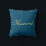 Blue Gold Professional Trendy Minimalist Name Cushion<br><div class="desc">Represent yourself with this modern,  elegant design. This template can be customised to meet all professional occupations.</div>