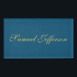 Blue Gold Professional Trendy Minimalist Name Name Tag<br><div class="desc">Represent yourself with this modern,  elegant design. This template can be customised to meet all professional occupations.</div>