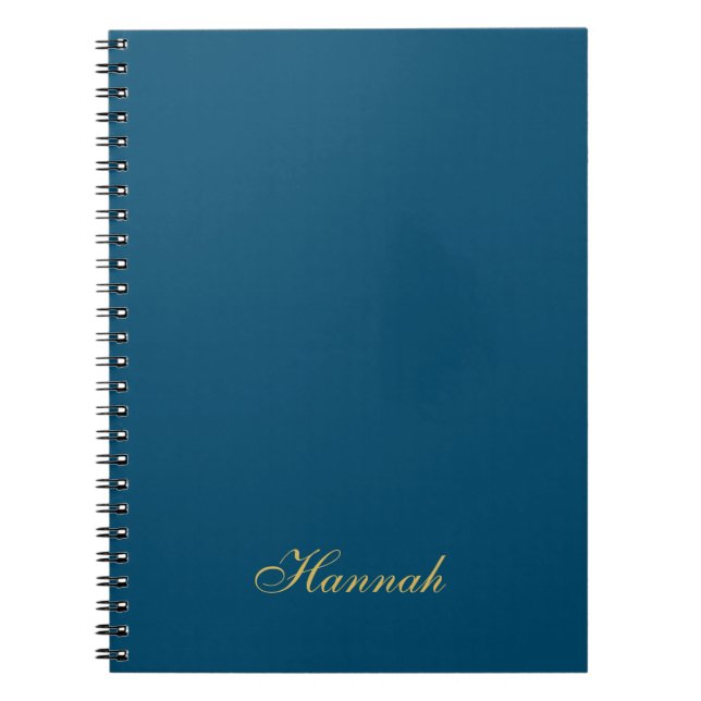 Blue Gold Professional Trendy Minimalist Name Notebook (Front)