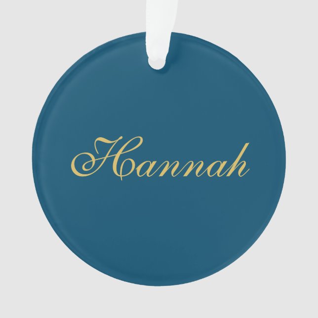 Blue Gold Professional Trendy Minimalist Name Ornament (Front)