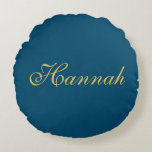Blue Gold Professional Trendy Minimalist Name Round Cushion<br><div class="desc">Represent yourself with this modern,  elegant design. This template can be customised to meet all professional occupations.</div>