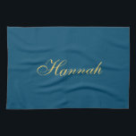 Blue Gold Professional Trendy Minimalist Name Tea Towel<br><div class="desc">Represent yourself with this modern,  elegant design. This template can be customised to meet all professional occupations.</div>